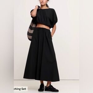 NWT Banana Republic Black Cotton Poplin A-Line Midi Skirt Size 16